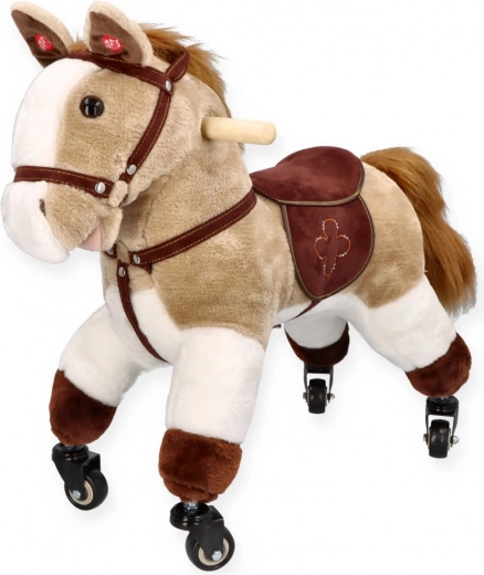 Cheval à roulettes beige