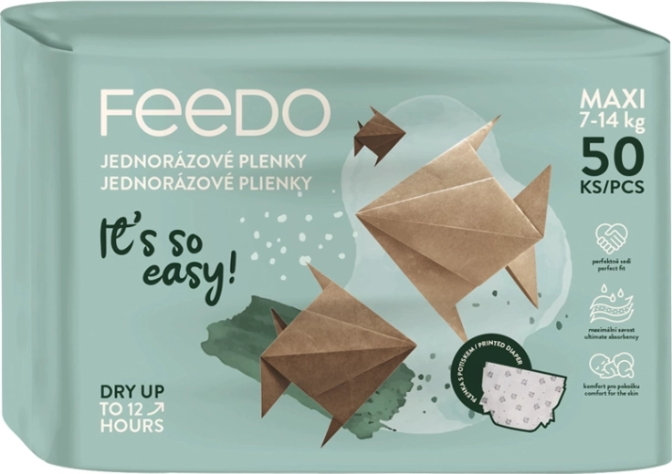 FEEDO Disposable Diapers Maxi (7–14 kg) – 50 pcs