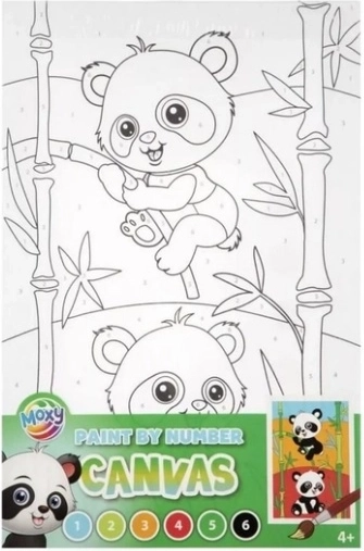 Schilderen op nummer op canvas Panda’s 30 × 19 cm