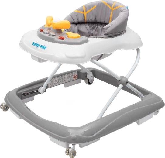 Babyloopwagen met stuur en siliconen wielen BABY MIX, grijs