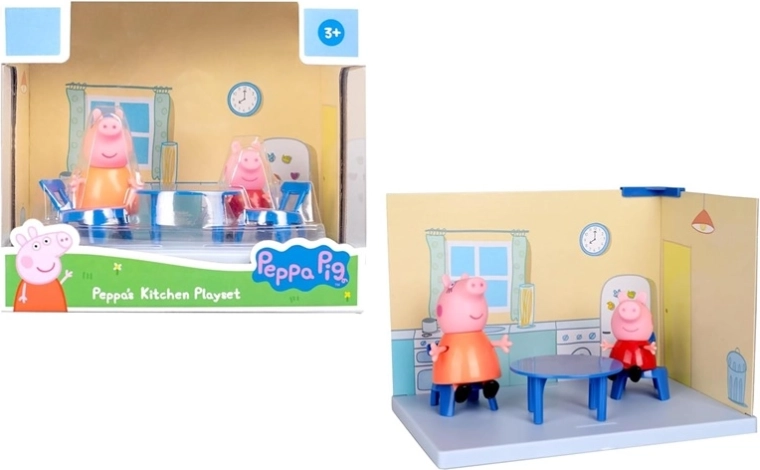 Peppa Pig playset kitchen with 2 figures