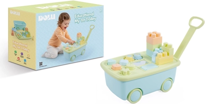 DOLU educational pull-along cart with blocks