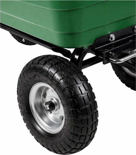 Four large pneumatic wheels for any terrain