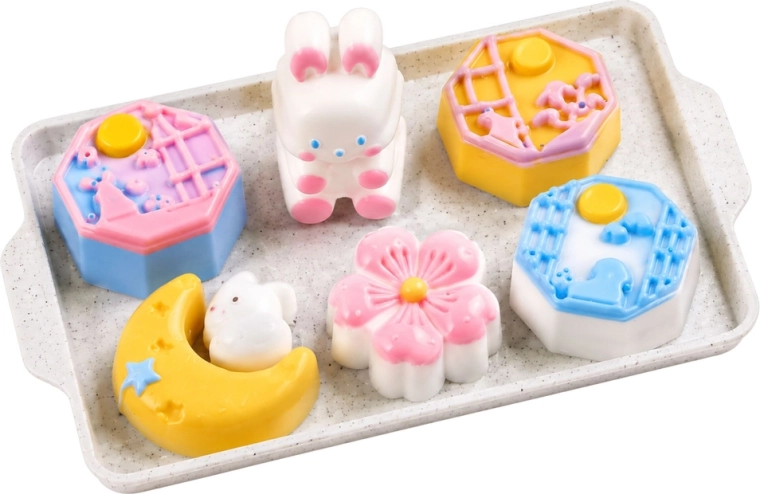 Kawaii motifs in pastel colors