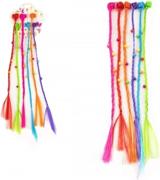 Haarspeldjes en klemmetjes met kleurrijke vlechtjes, 30 cm, 6 stuks