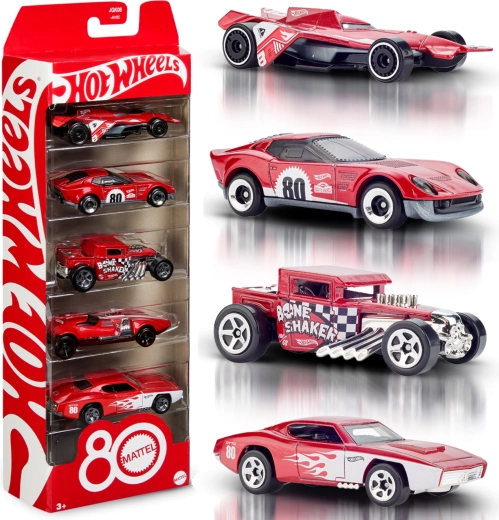 Hot Wheels Mattel Ruby Red Collection 5 Cars for the 80th Anniversary