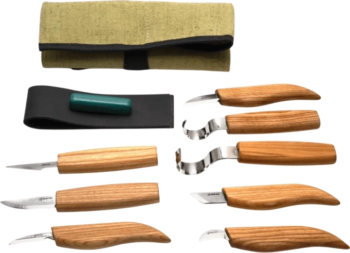 BeaverCraft ensemble de 8 couteaux pour sculpture sur bois en rouleau avec accessoires