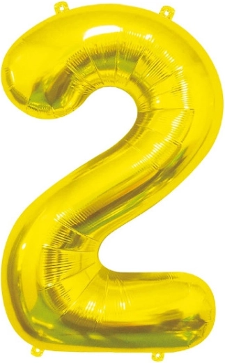 Foil Balloon Number 2, Gold 85 cm