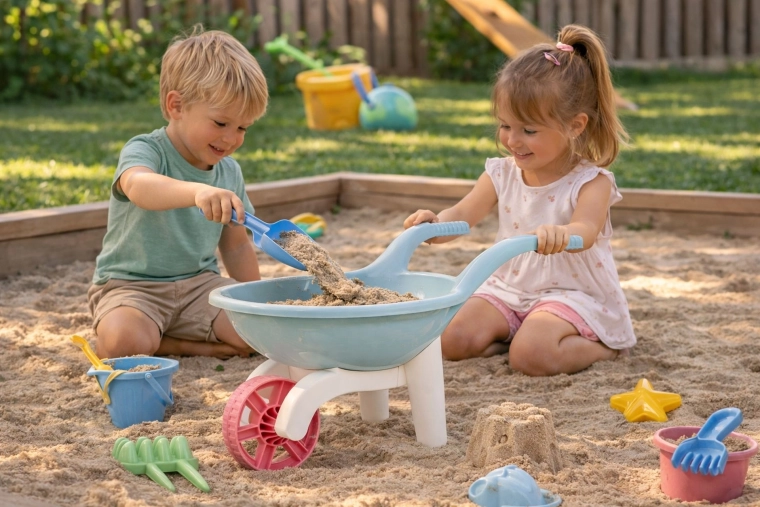Fun in the garden and in the sand