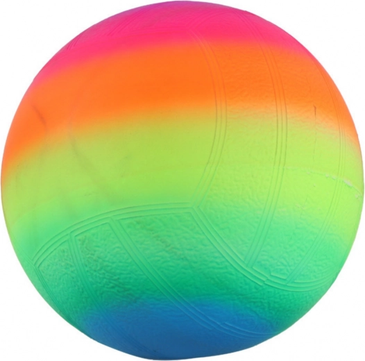 Rubberen strandbal met palm en regenboogpatroon 22 cm