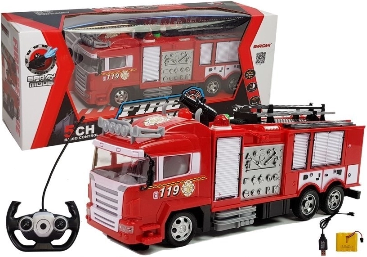 Radio R/C Remote-Controlled Fire Truck Red