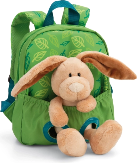 Children's backpack with plush bunny NICI, green 26 × 21 cm