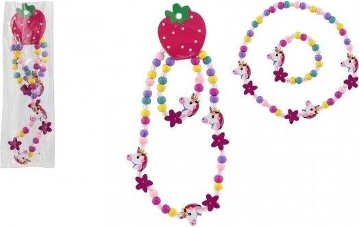 Kinder sieradenset: halsketting en armband met eenhoornhanger van kralen