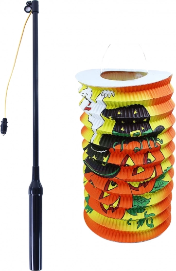 Halloween lantern 15 cm with 40 cm light-up wand