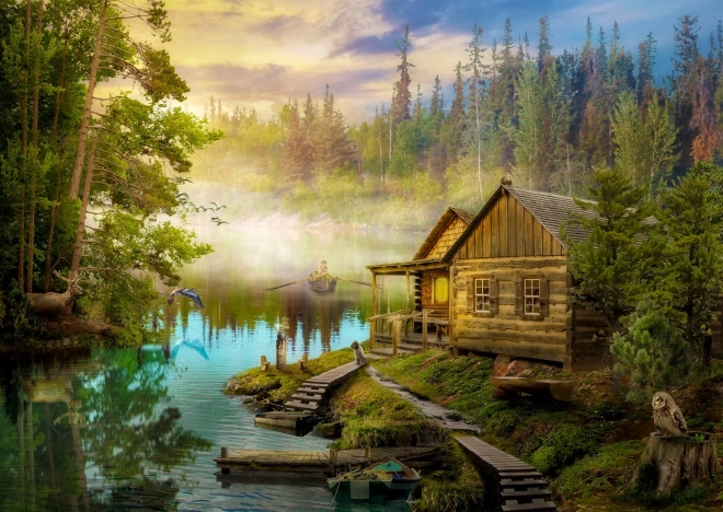Enjoy puzzel blokhut aan de rivier – 1000 stukjes