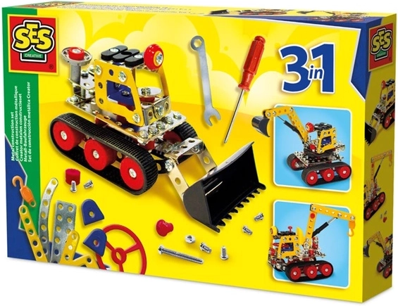 SES Creative metalen constructieset bouwvoertuigen 3-in-1
