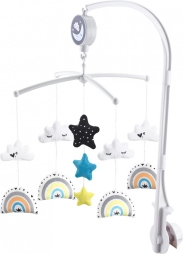 Mobile musical pour bébé avec arc-en-ciel