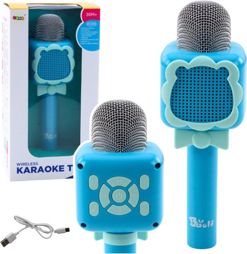 Bluetooth Karaoke Mikrofon Aufnahme Stimmveränderung Blau