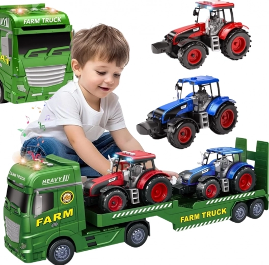 Woopie tow truck with tractors – lights and sounds, farm 1:12