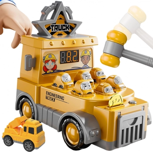 Woopie construction dump truck 2-in-1 whack-a-mole with soft hammer and ride-on mini car