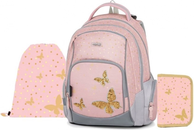 Set scolaire Oxybag OXY GO Papillon – sac à dos, trousse et sac