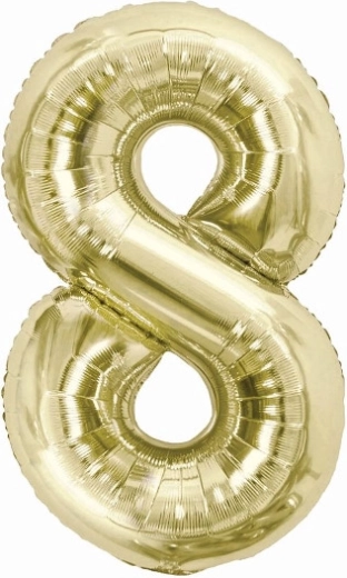 Foil balloon number 8 champagne 85 cm