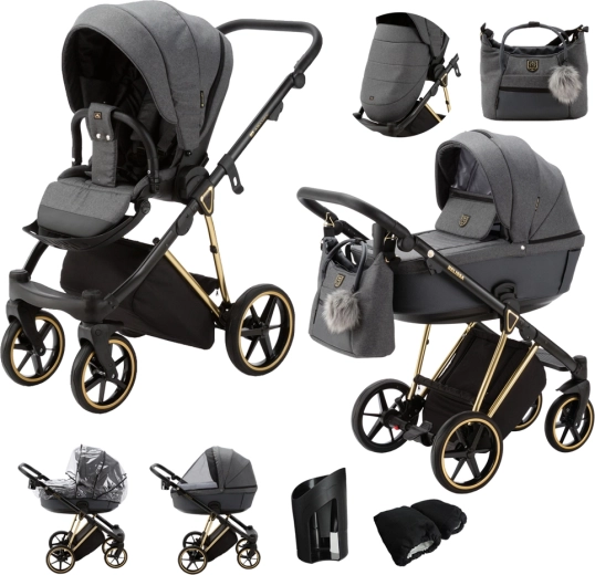 Poussette combinée Adamex Belissa Special Edition graphite/or