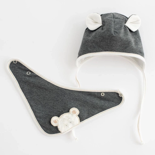 Lente baby mutsje met halsdoek New Baby Sebastian grijs 74 (6–9 m)