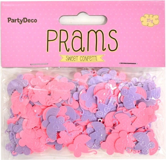 Pram-shaped confetti, pink-purple, 15 g