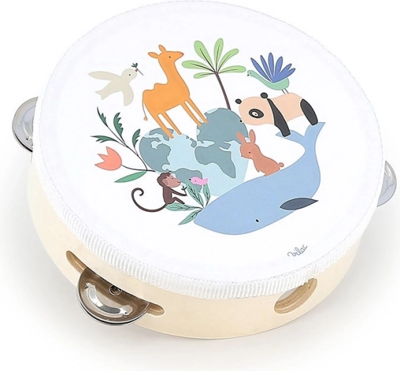 Tambourin en bois Animaux du monde par Sarah Betz