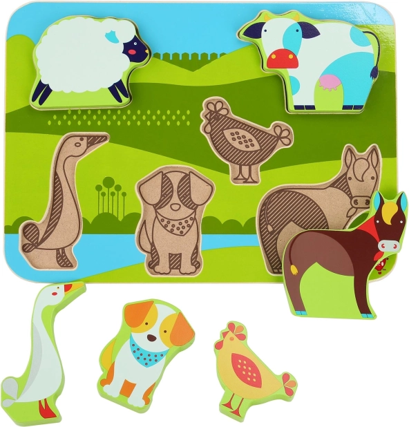 puzzle encastrable en bois ferme animaux LUCY & LEO, 7 pièces