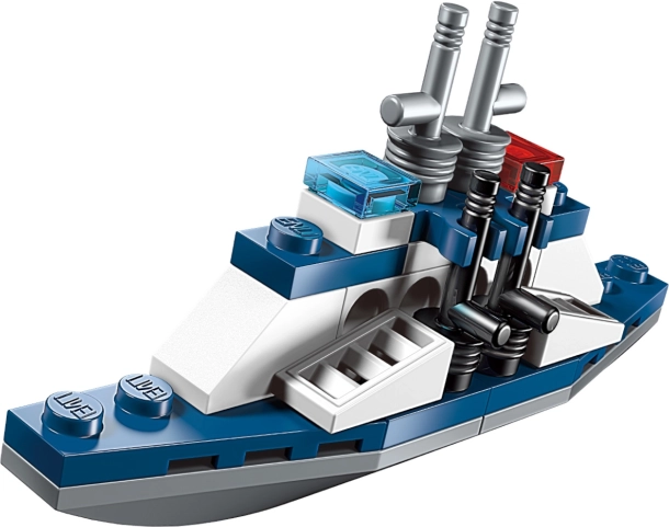 Jeu de construction Qman bateau d'escorte 3 en 1