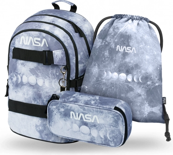 Baagl school set NASA Grey – backpack, pencil case and drawstring bag