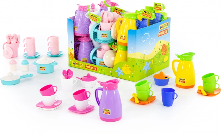 Vaisselle en plastique pour enfants – sets de thé et de cuisine, 12 pièces et plus