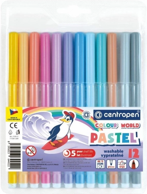CENTROPEN Pastel Markers, 12 Colors – Pastel