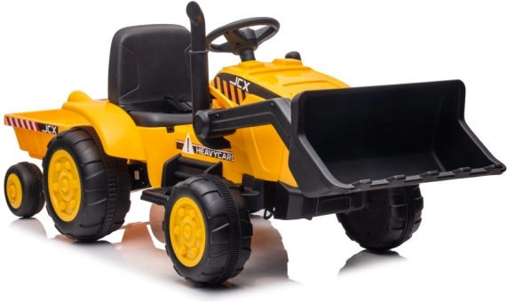 Electric kids' tractor with trailer yellow