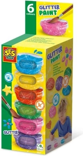 SES Creative glitterplakkaatverf 6 × 45 ml