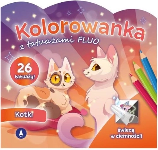 Fluo kleurboek met katten-tatoeages