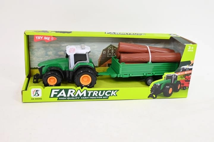 Tracteur avec remorque et bûches