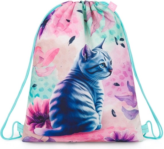 Topgal RAMY sports drawstring bag with cat motif