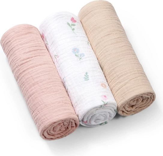 BabyOno muslin nappies Super Soft pink 70 × 70 cm (3 pcs)