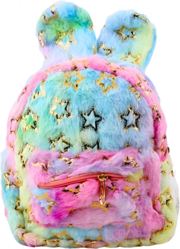 Kinder Pluchen Rugzak met Oortjes en Gouden Sterretjes, Kleurrijk 24 cm