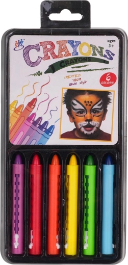 Gezichtsverfschrijfset – waskrijtjes, 6 kleuren