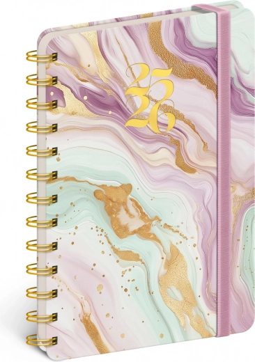 Spiral 18-month Diary Petito Pink Marble 2025/2026