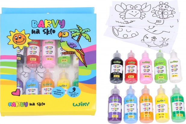 Glass Paints Set 9+1 Including Stencils