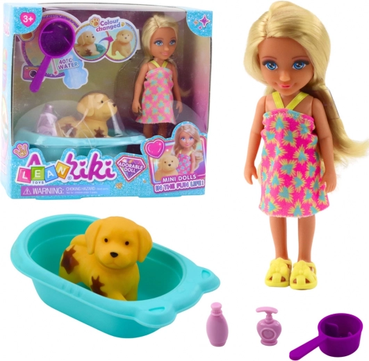 Doll and Dog Bath Set with Interactive Accessories