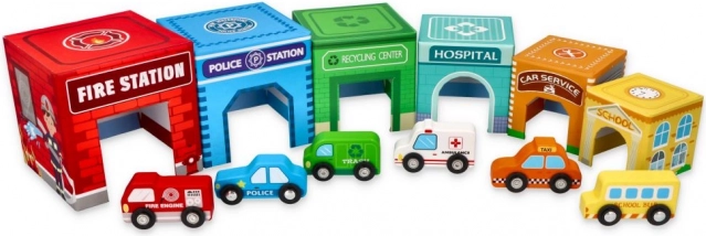 stacking cups pyramid with vehicles