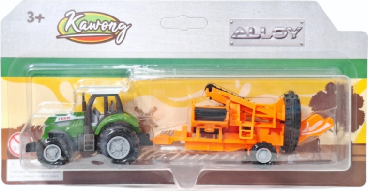 Tracteur avec machine agricole remorquée