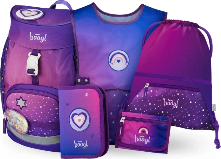 Horse Heart School Set: backpack, pencil case, bag, apron, wallet