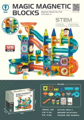 Magnetic building set 128 pieces